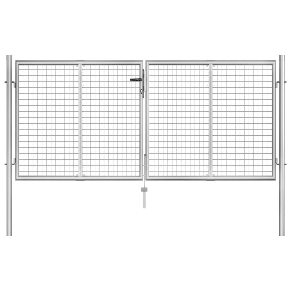 vidaXL Trädgårdsgrind galvaniserat stål 300x100 cm silver