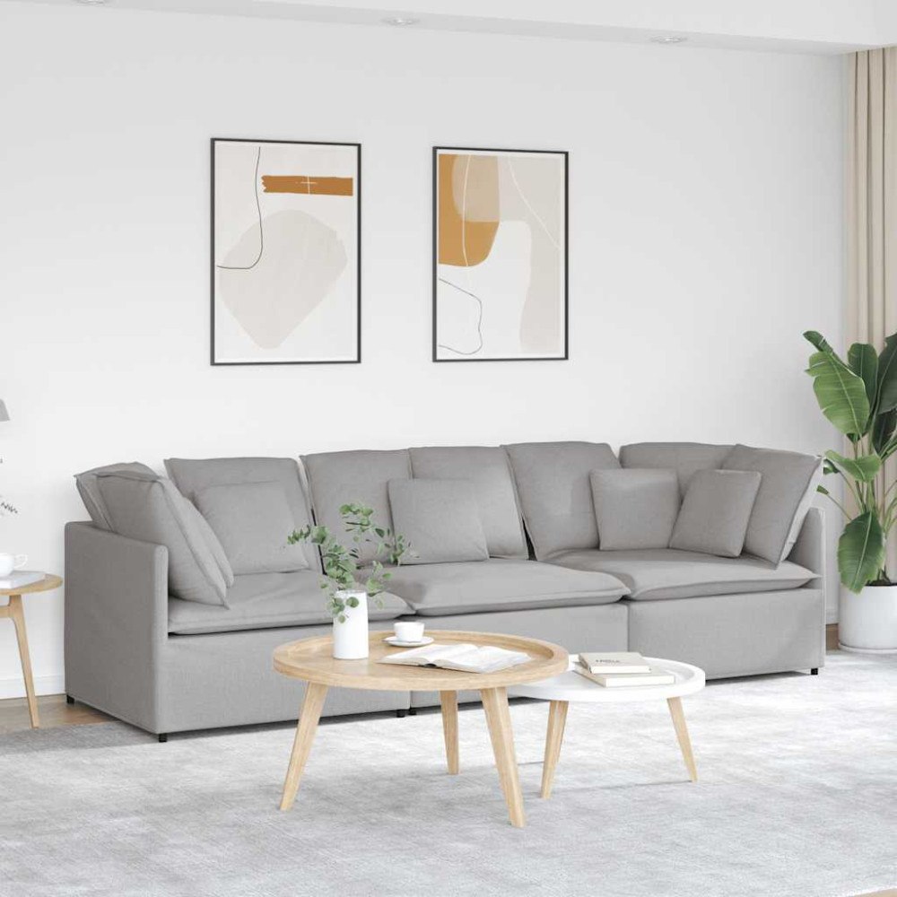 vidaXL Modulsoffa med dynor i tyg molngrå