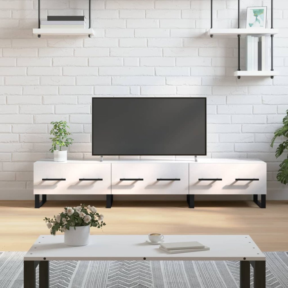 vidaXL Tv-bänk vit högglans 150x36x30 cm konstruerat trä