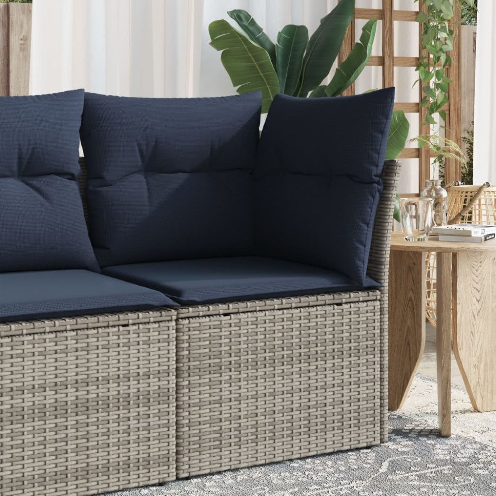 vidaXL Trädgårdsoffa med kudde Grå 62 x 62 x 69 cm Poly rattan