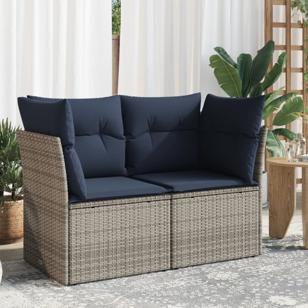 vidaXL Trädgårdsoffa med kudde Grå 124 x 62 x 69 cm Poly rattan