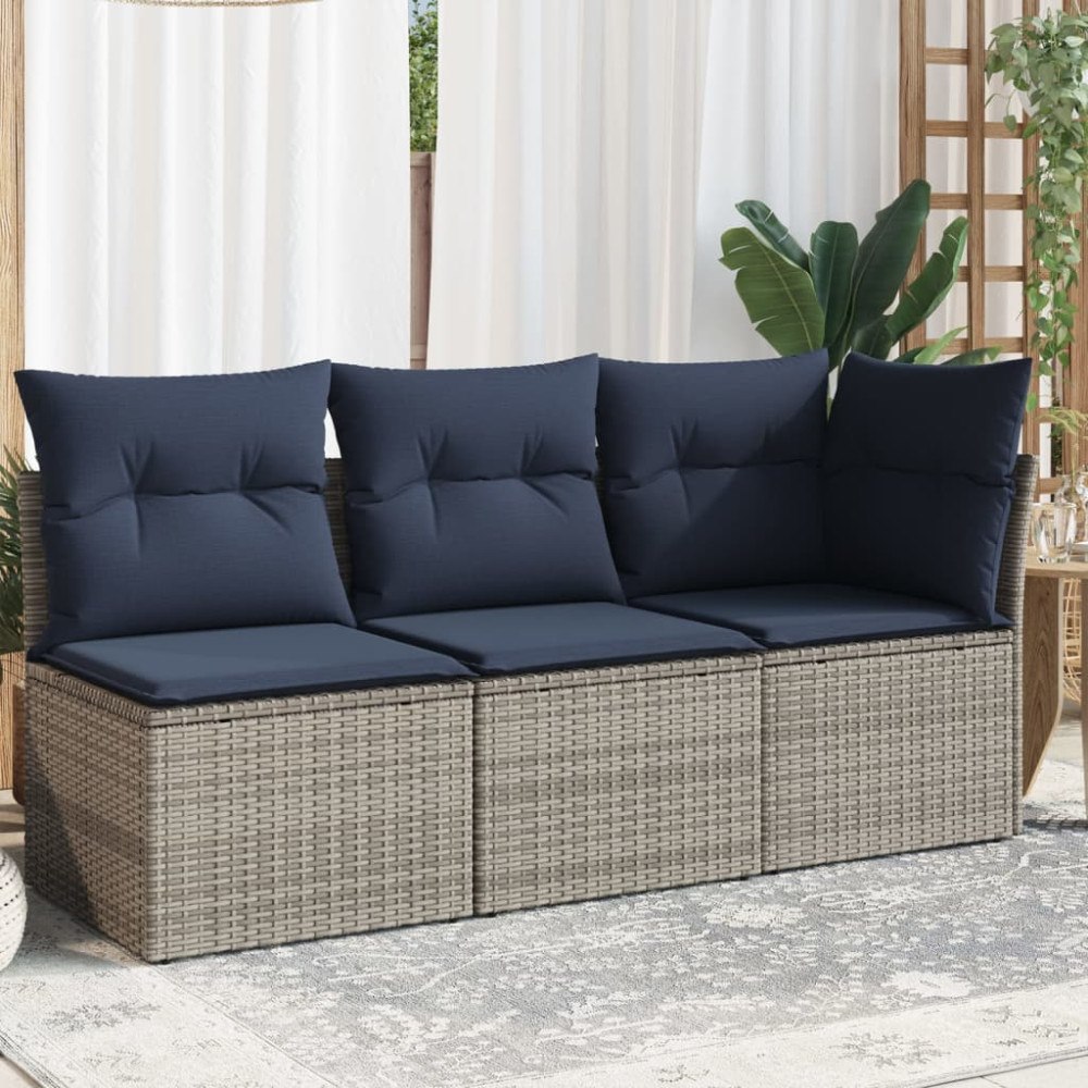 vidaXL Trädgårdsoffa med kudde Grå 172 x 62 x 69 cm Poly rattan