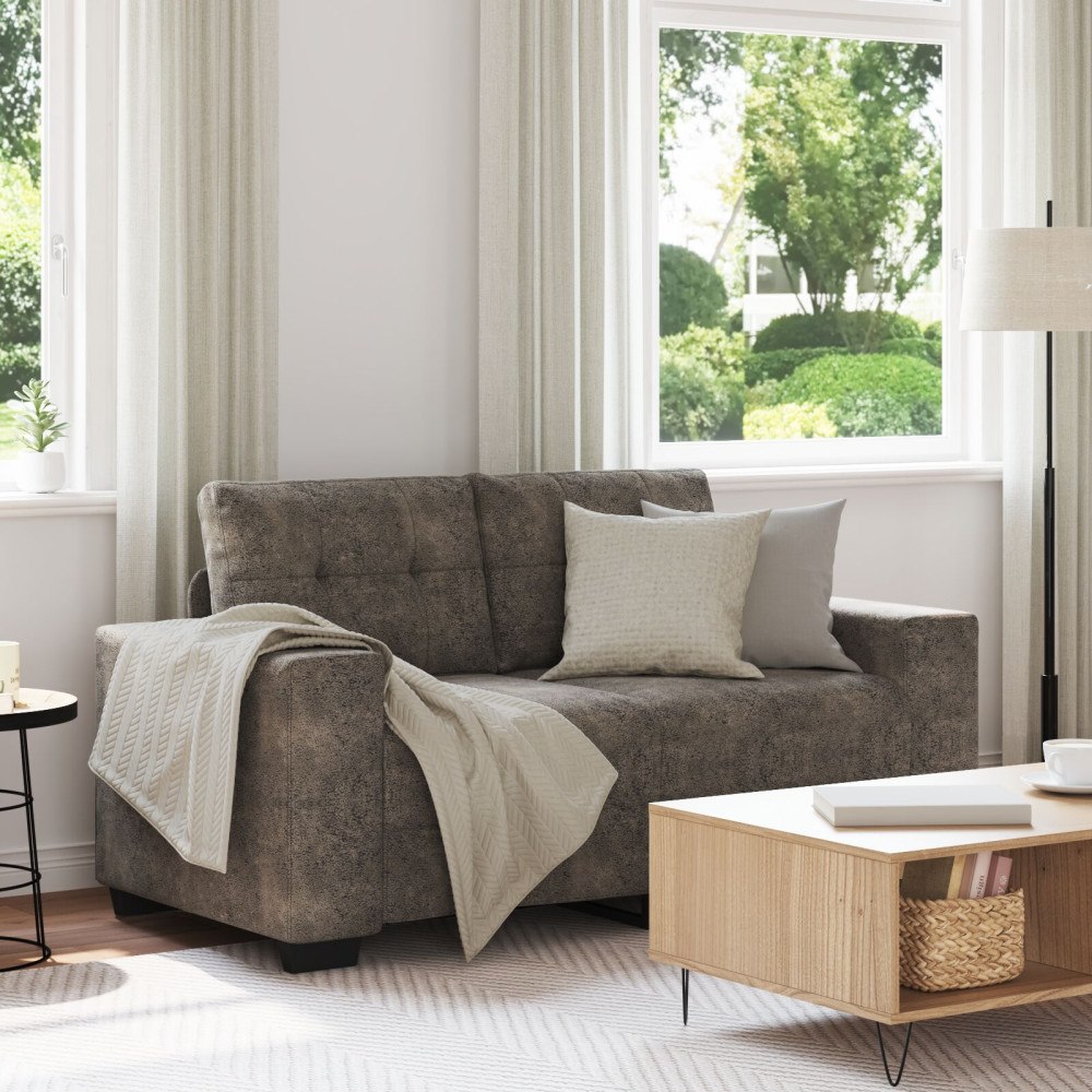 vidaXL Soffa Loveseat Mörkgrå 120 cm Konstläder