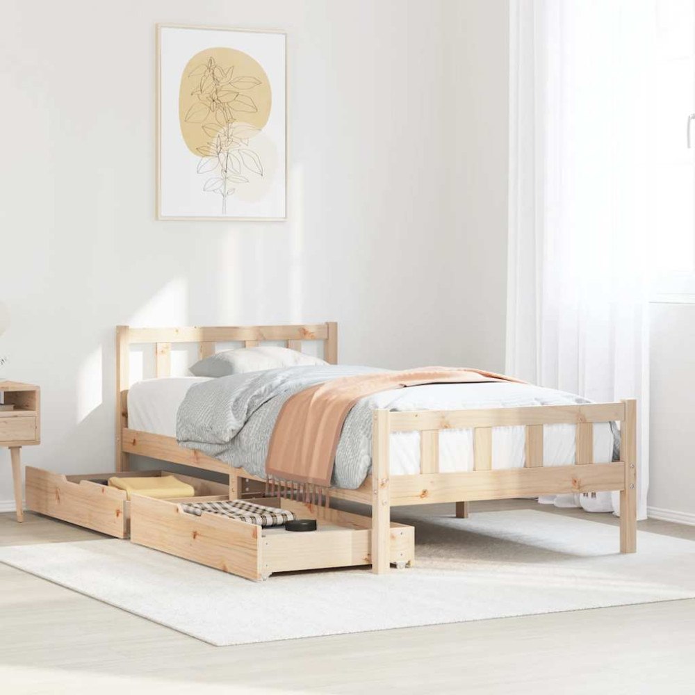 vidaXL Sängram utan madrass 90x190 cm massiv furu