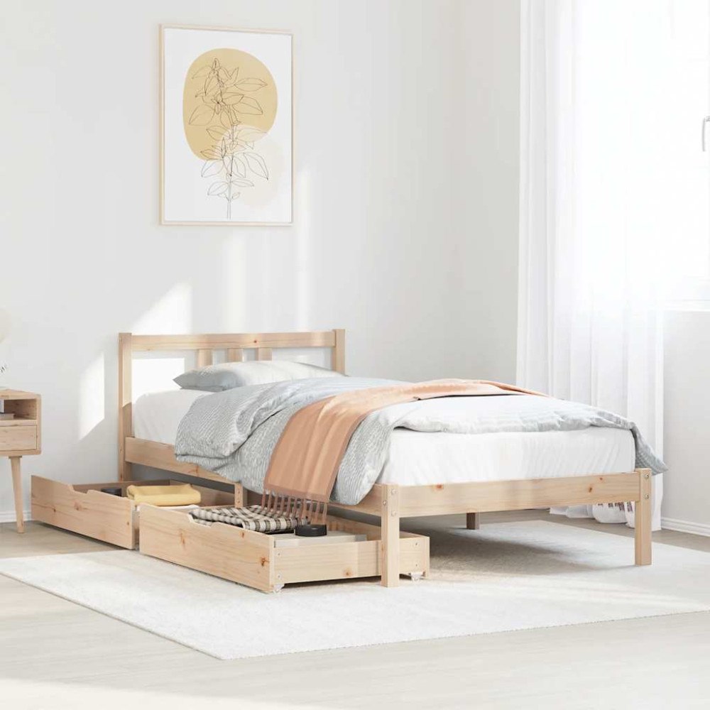 vidaXL Sängram utan madrass 90x190 cm massiv furu