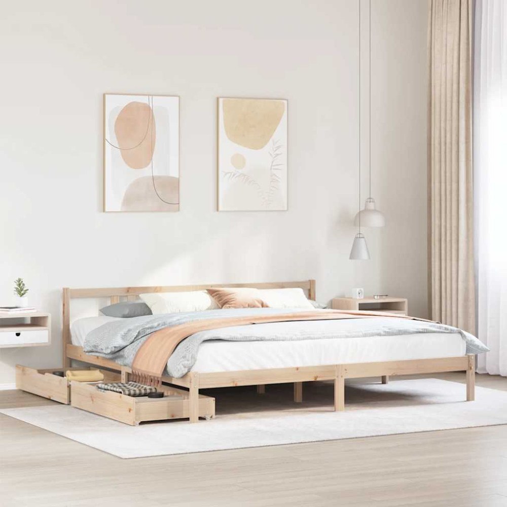 vidaXL Sängram utan madrass 200x200 cm massiv furu