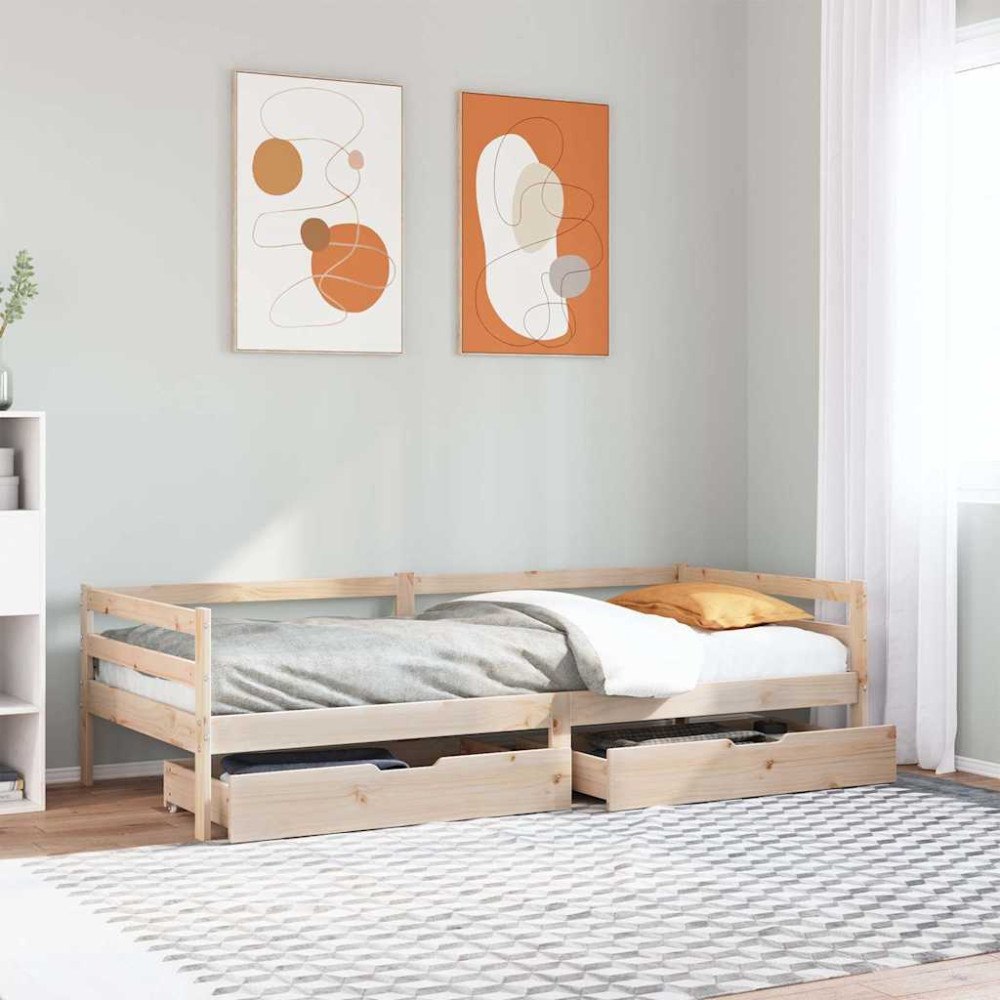 vidaXL Dagbädd med lådor 80x200 cm massiv furu