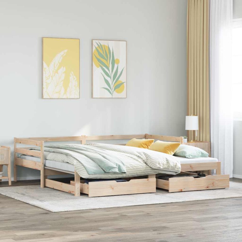 vidaXL Dagbädd utdragbar med lådor utan madrass 80x200 cm