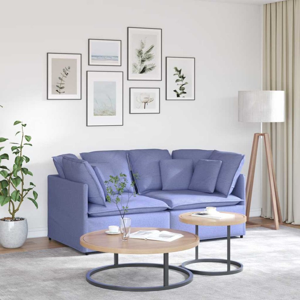 vidaXL Modulsoffa med kuddar tyg jeans blå