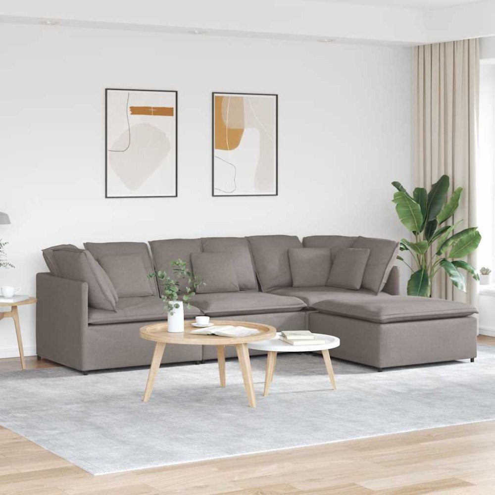 vidaXL Modulsoffa med fotpall och dynor i taupe