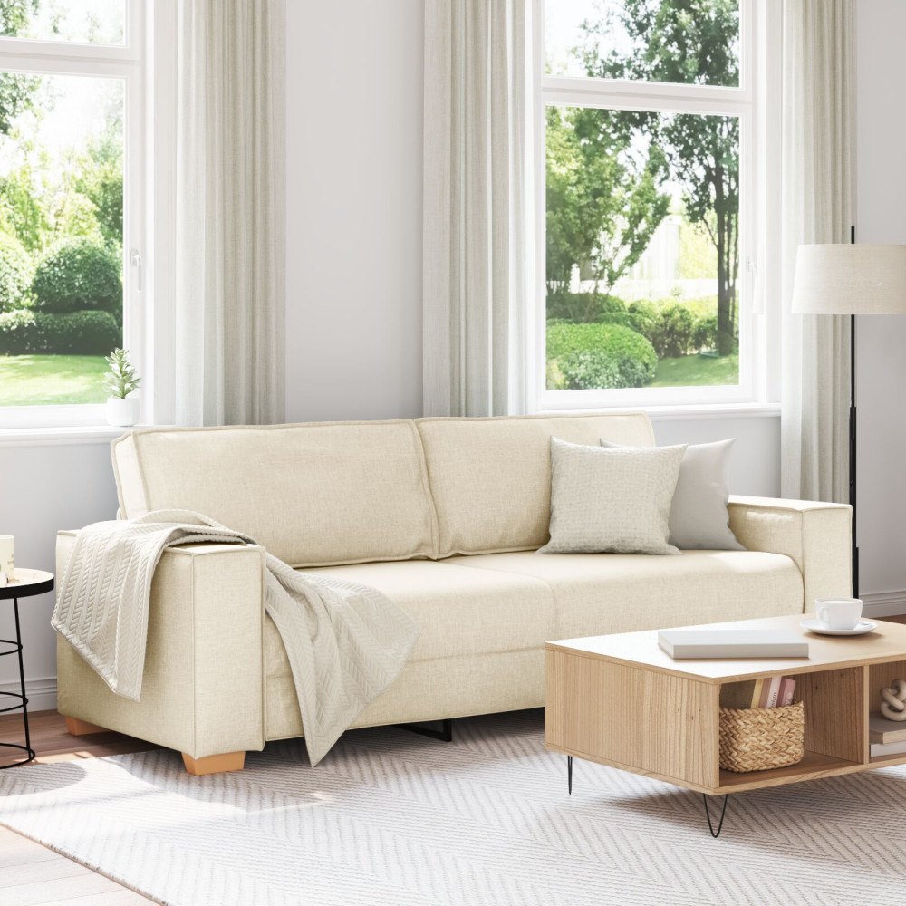 vidaXL 3-sitssoffa i linne 180 cm