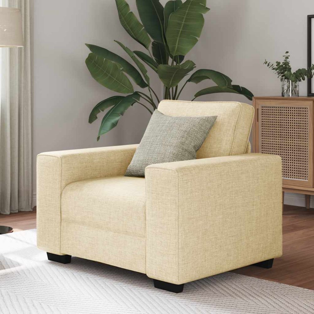 vidaXL Soffstol gräddvit 60 cm tyg