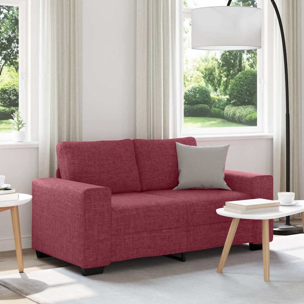 vidaXL 2-sitssoffa vinröd 120 cm tyg