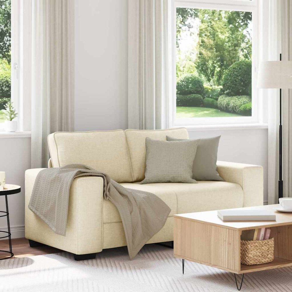 vidaXL 2-sitssoffa gräddvit 120 cm tyg