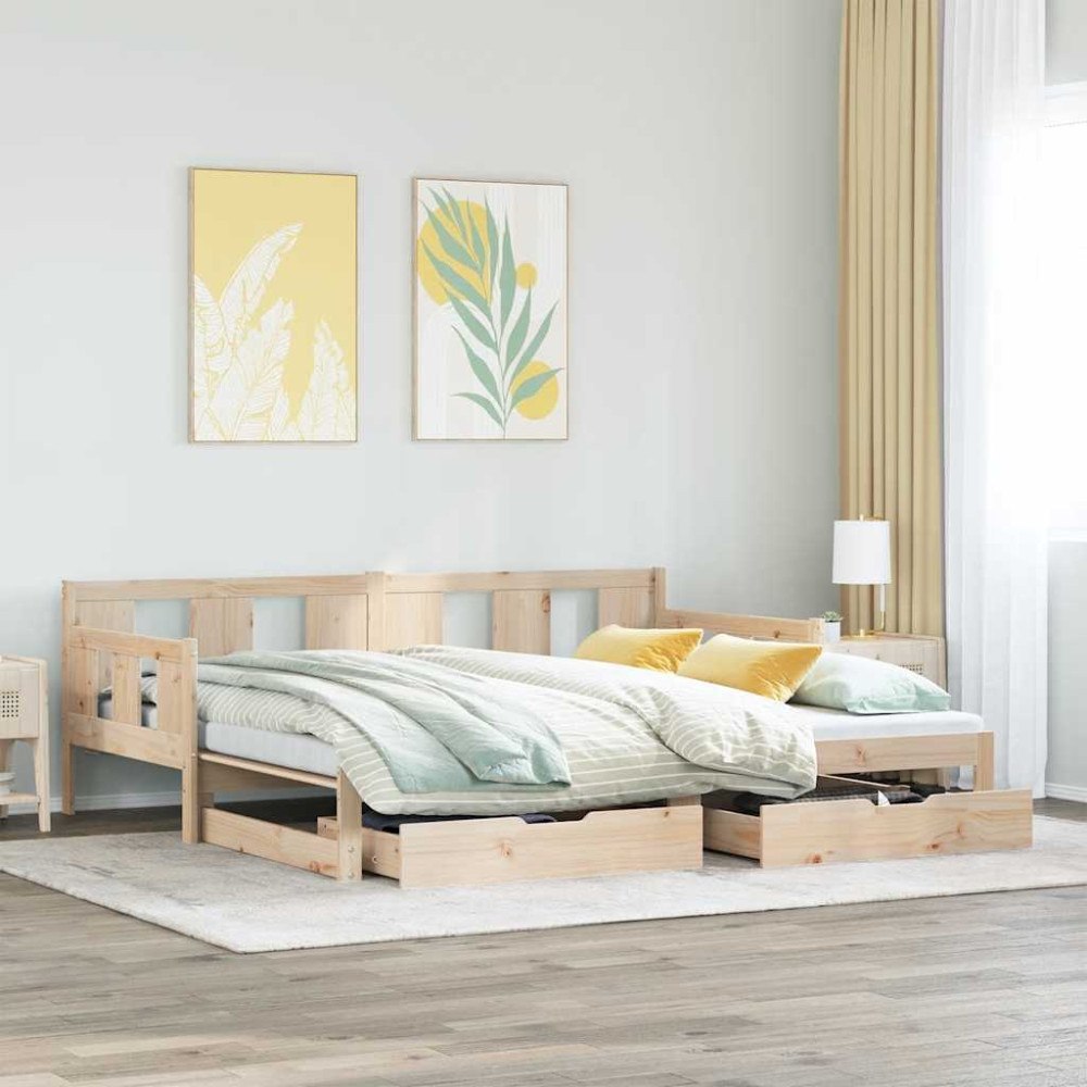 vidaXL Dagbädd utdragbar med lådor utan madrass 90x190 cm