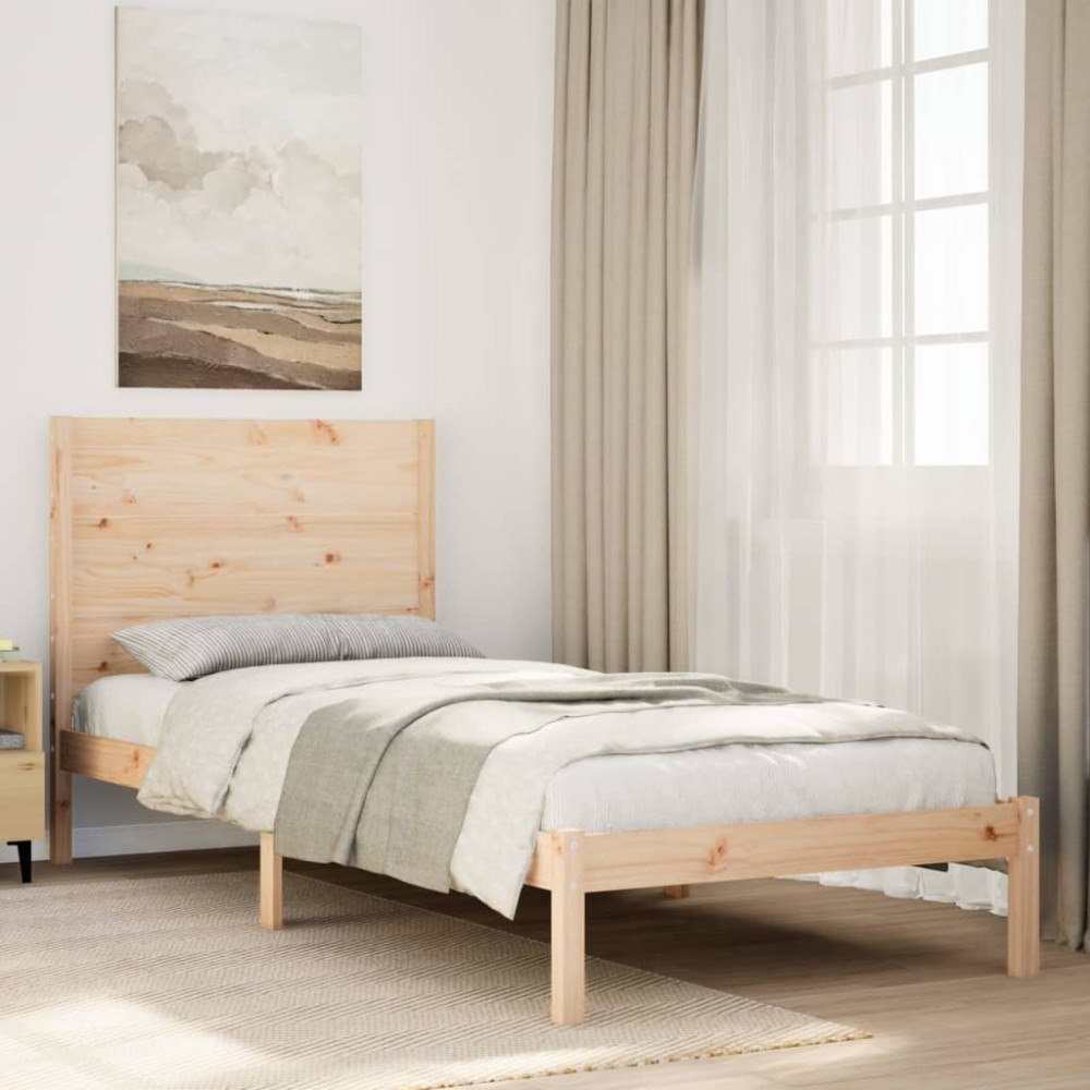 vidaXL Sängram utan madrass extra lång 90x210 cm massivt trä