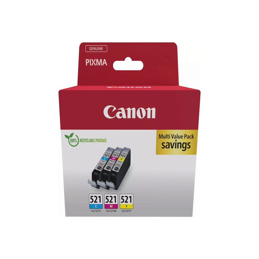 CANON Canon CLI-521 C/M/Y Multi pack - 3-pack - gul, cyan, magenta - original - bläcktank