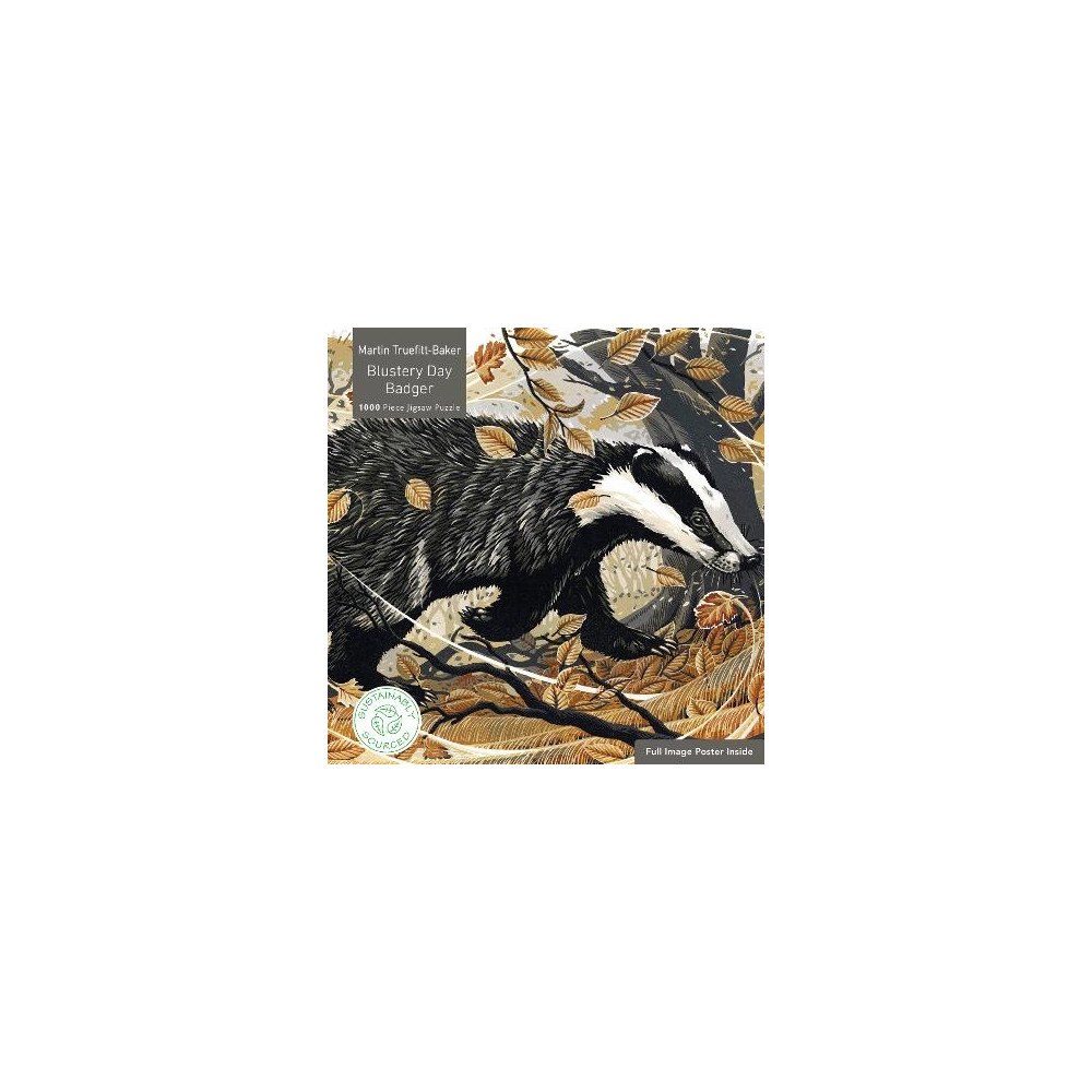 Flame Tree Publishing Adult Sustainable Jigsaw Puzzle Martin Truefitt-Baker: Blustery Day Badger