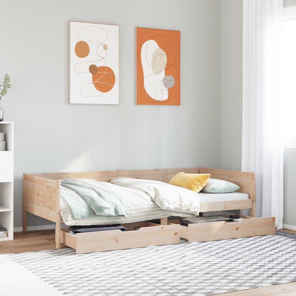 vidaXL Dagbädd med lådor 80x200 cm massiv furu