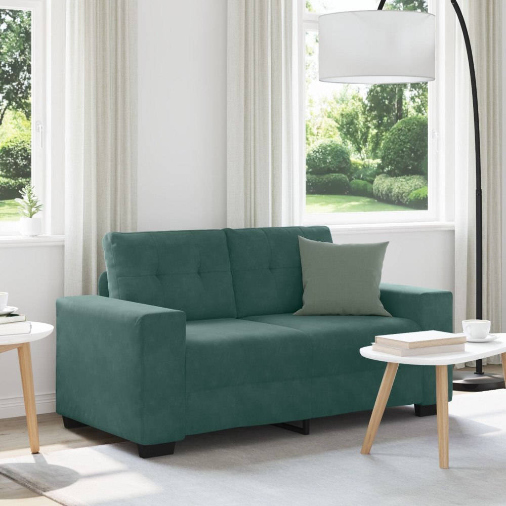 vidaXL Loveseat Soffa Mörkgrön 120 cm Sammet