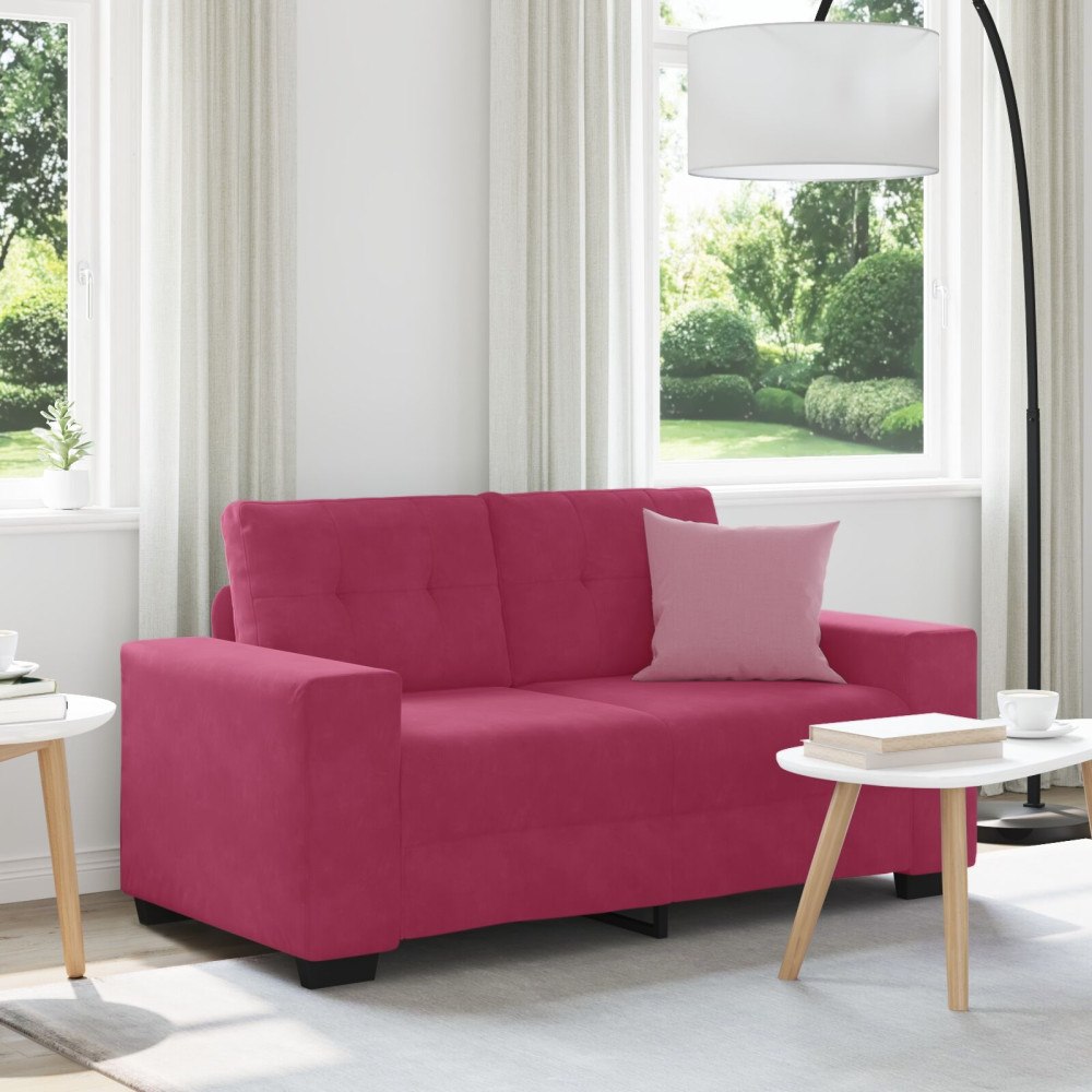 vidaXL Soffa Loveseat Vinröd 120 cm i Sammet