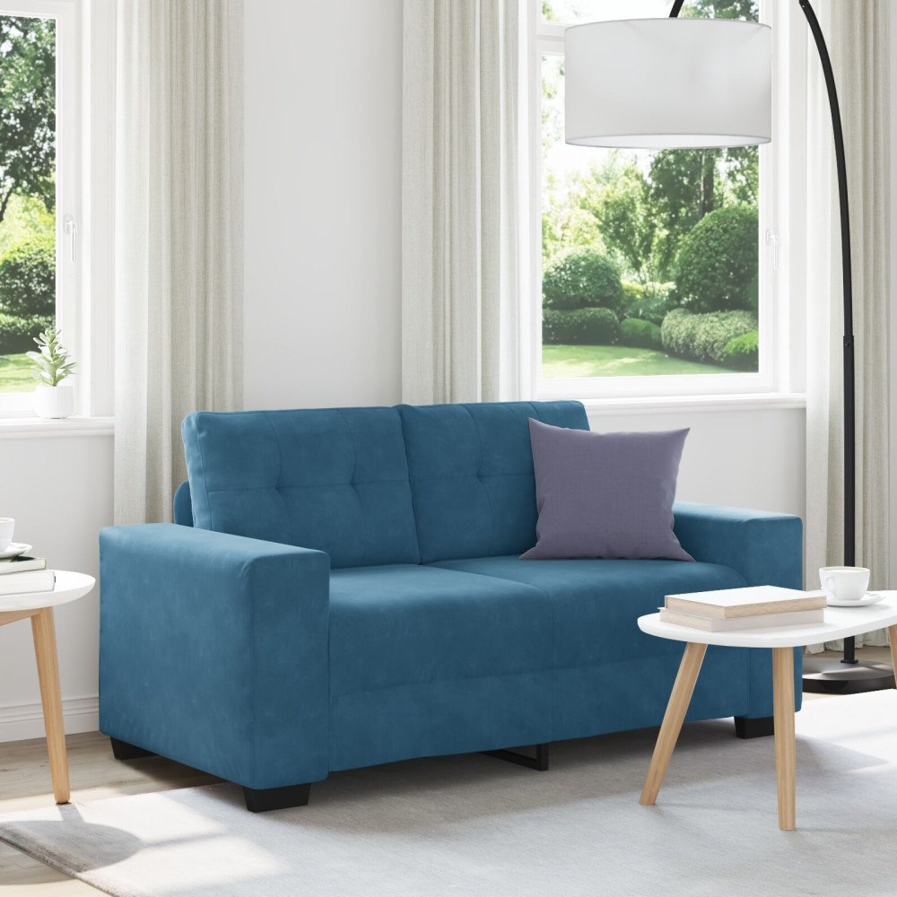 vidaXL Soffan Loveseat Blå 120 cm i Sammet