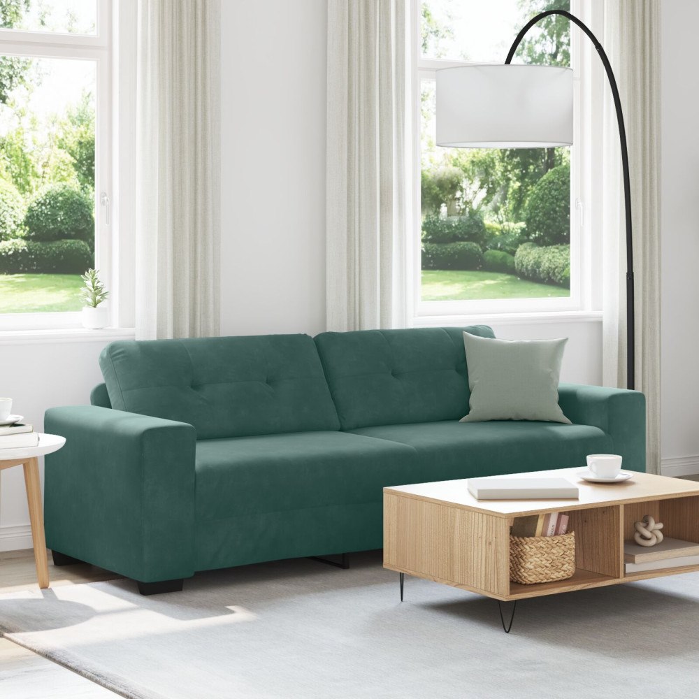 vidaXL 3-sits soffa mörkgrön 180 cm i sammet