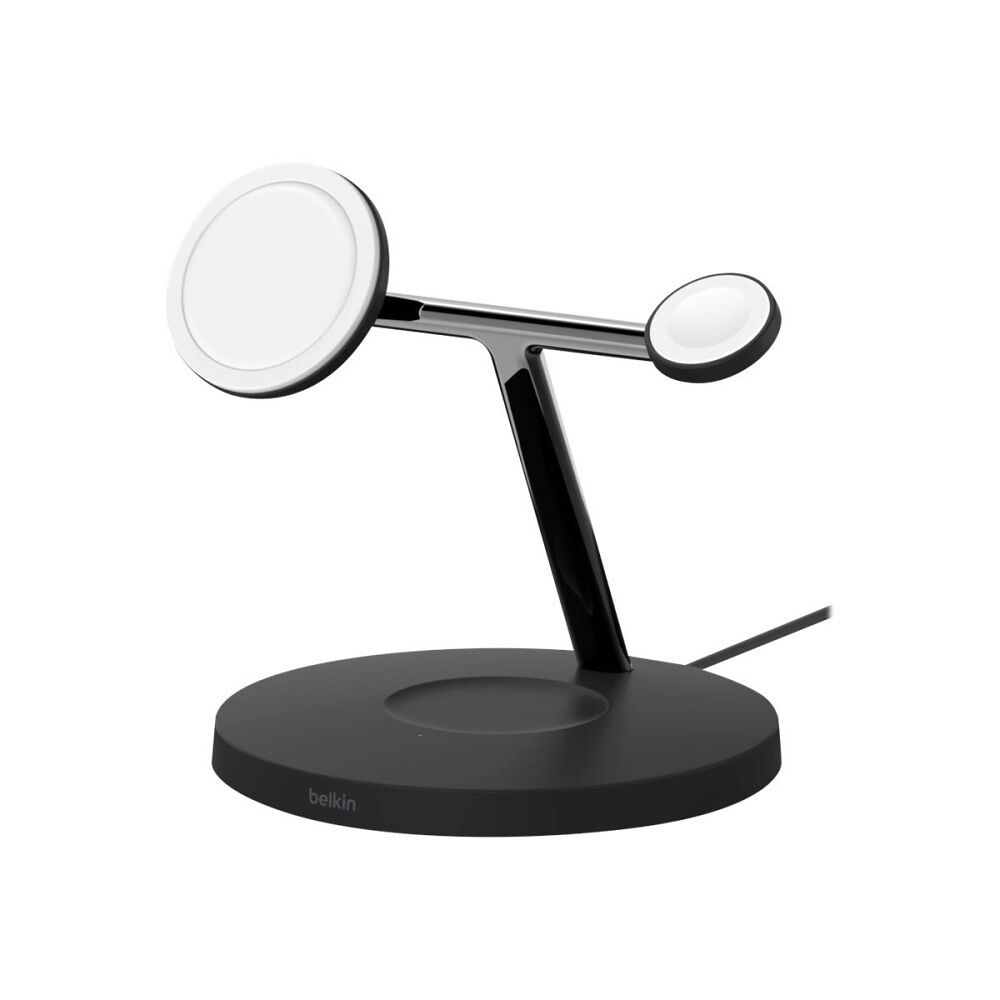 Belkin Belkin BoostCharge Pro 3-in-1 trådlöst laddställ - magnetisk med Qi2 - + växelströmsadapter - 15 Watt