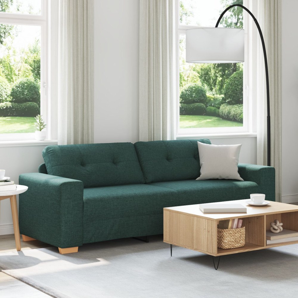 vidaXL 3-sitssoffa Mörkgrön 180 cm Tyg