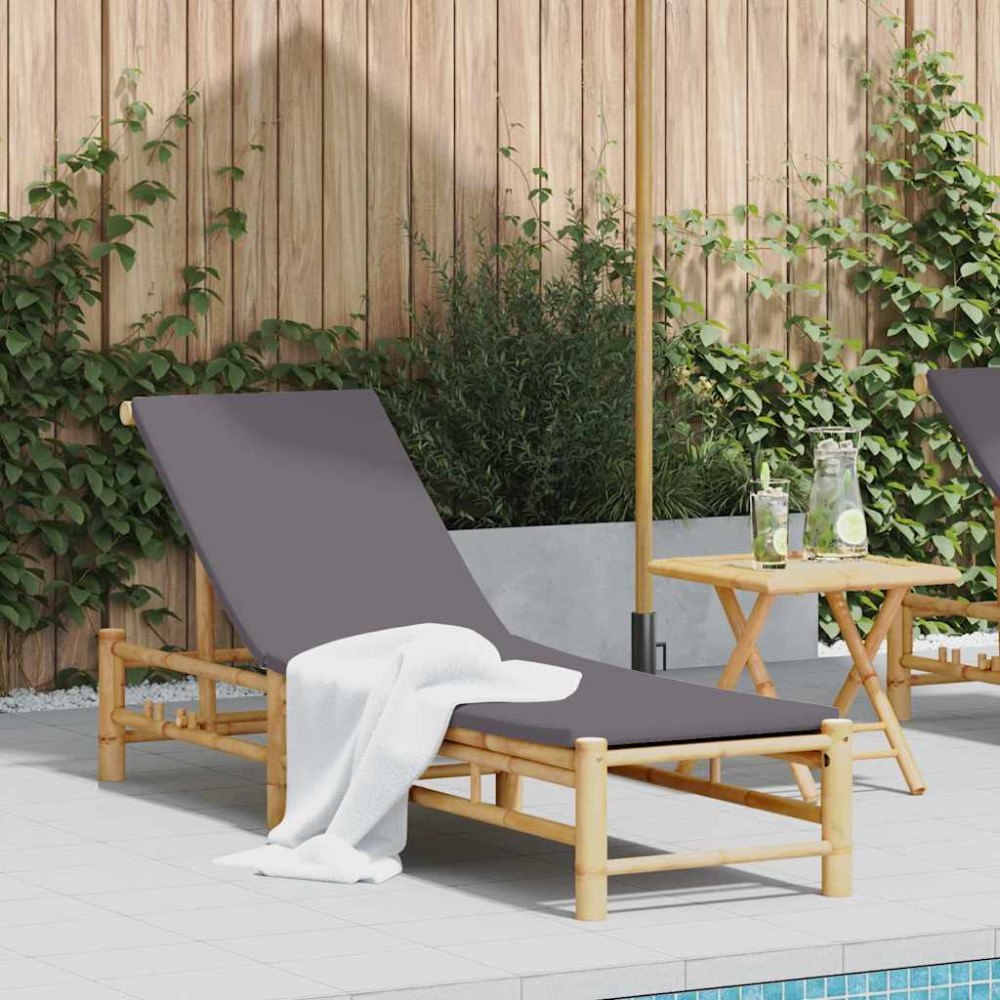vidaXL Solsäng med dynor 55x199x30 cm bambu