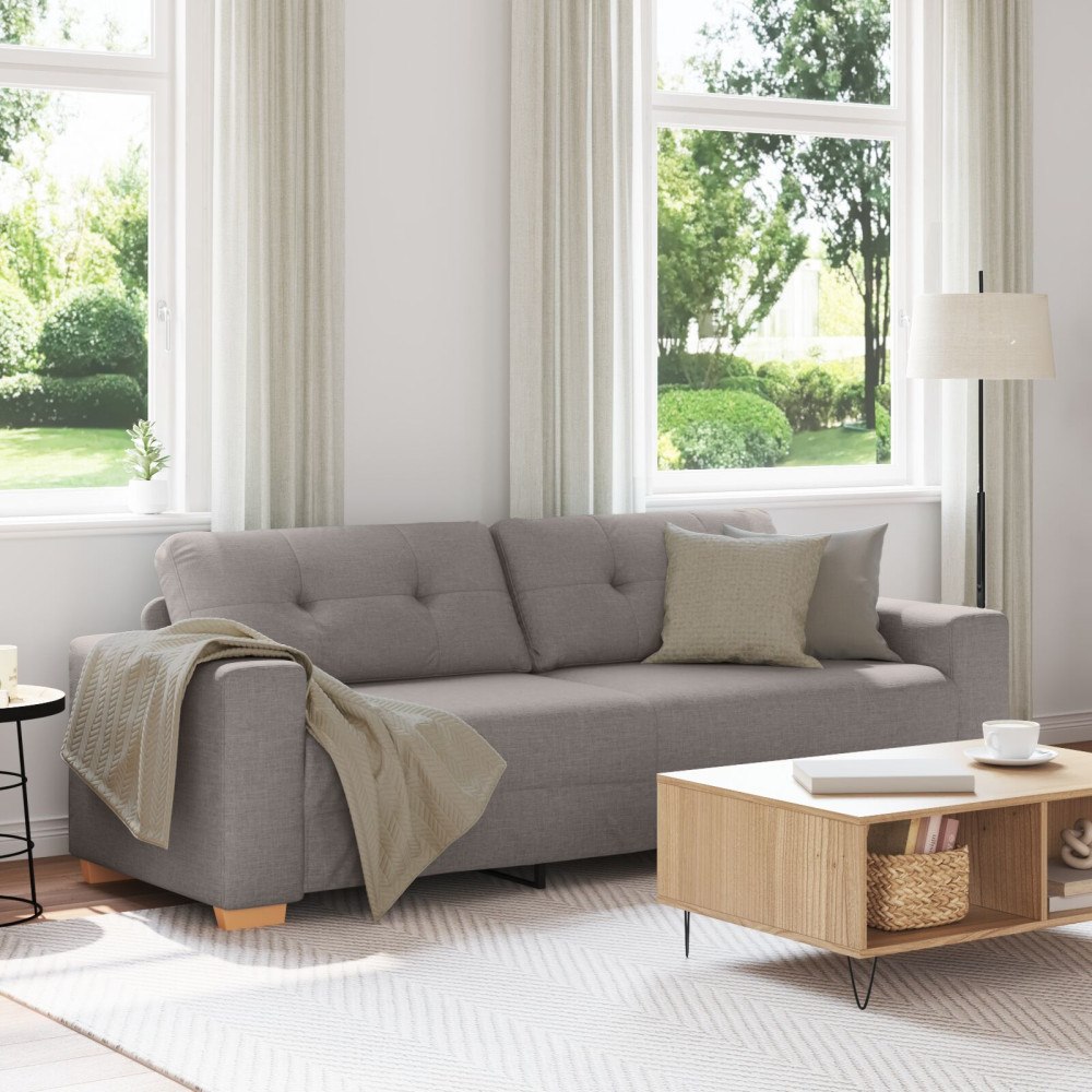 vidaXL 3-sitssoffa taupe 180 cm tyg