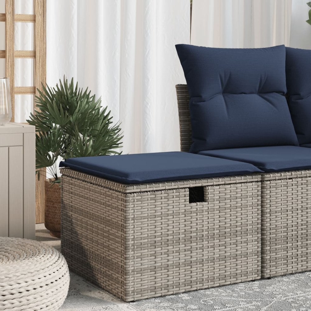 vidaXL Trädgårdsstol med Kudde Grå 55x55x37 cm Konstrotting