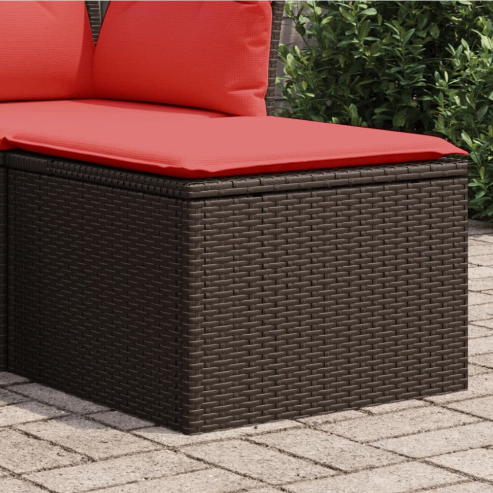 vidaXL Trädgårdspall med dyna brun 55x55x37 cm konstrotting