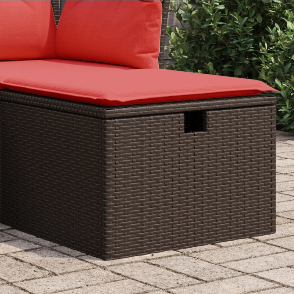 vidaXL Trädgårdspall med dyna brun 55x55x37 cm konstrotting