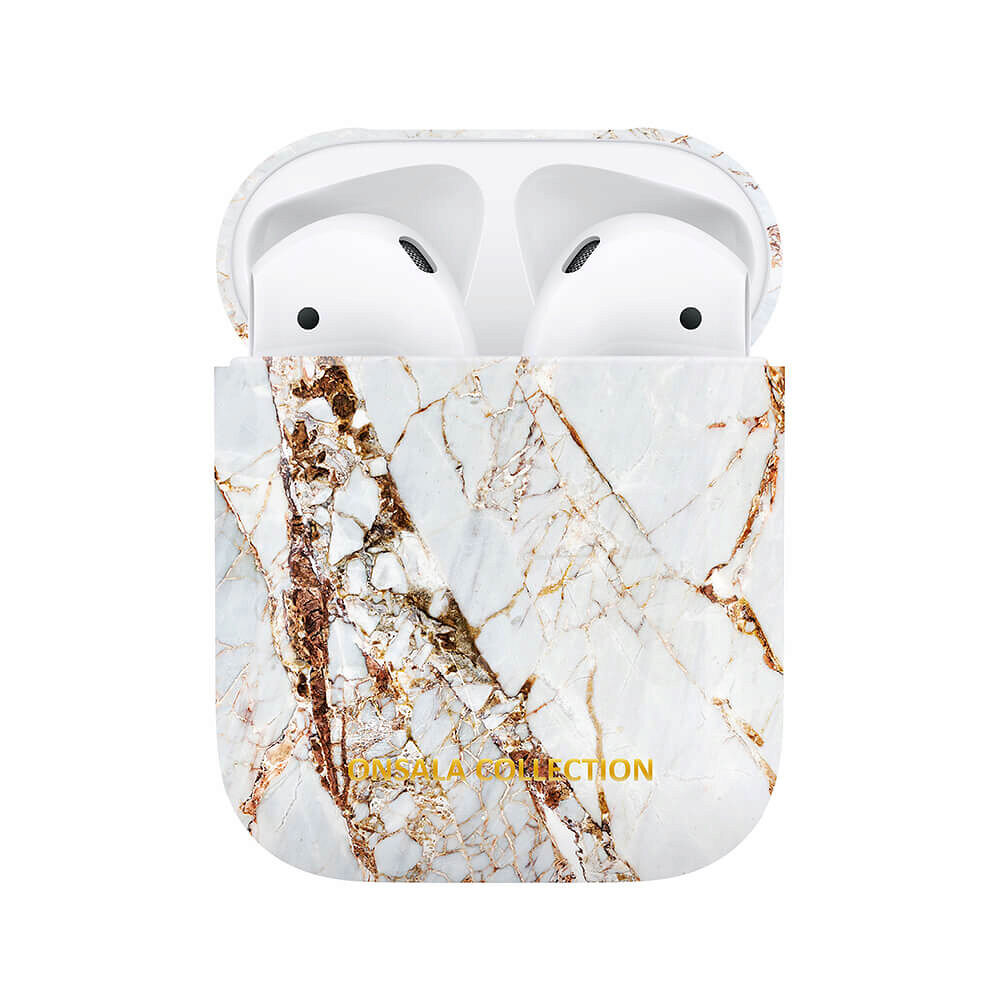 ONSALA COLLECTION Airpods Fodral 1st and 2nd Generation White Rhino Marble