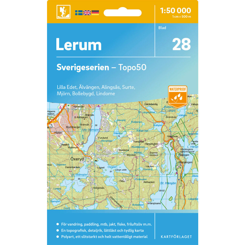 Kartförlaget 28 Lerum Sverigeserien Topo50