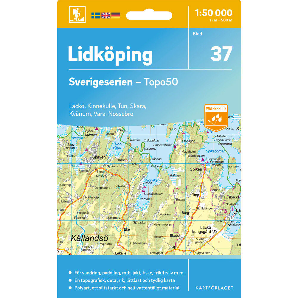 Kartförlaget 37 Lidköping Sverigeserien Topo50
