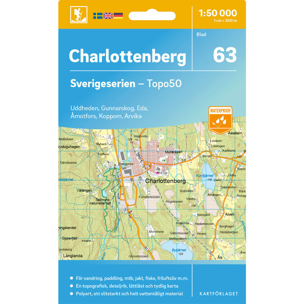 Kartförlaget 63 Charlottenberg Sverigeserien Topo50