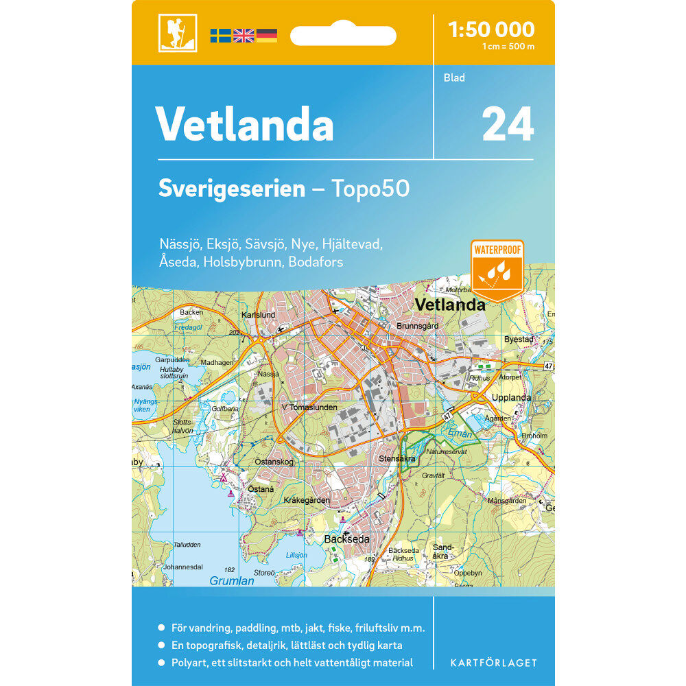 Kartförlaget 24 Vetlanda Sverigeserien Topo50