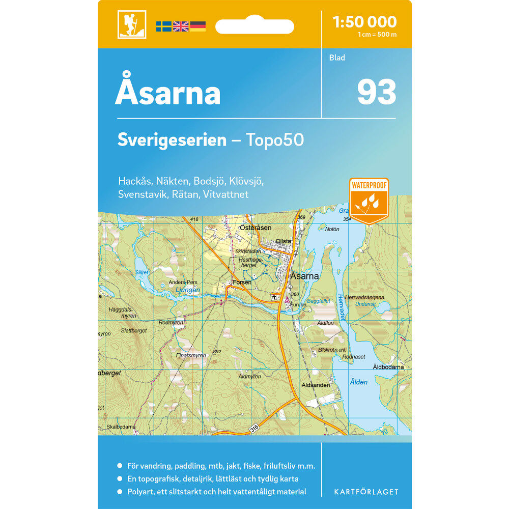 Kartförlaget 93 Åsarna Sverigeserien Topo50
