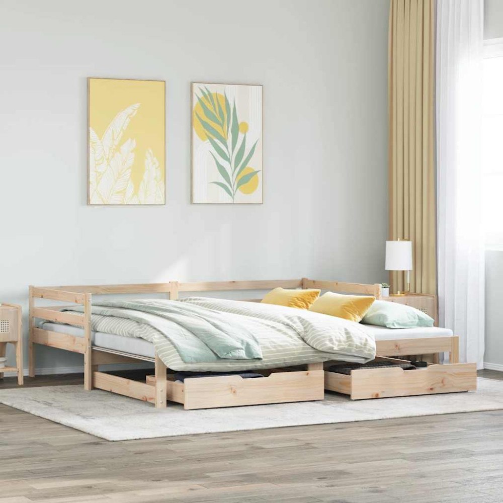 vidaXL Dagbädd utdragbar med lådor utan madrass 90x190 cm