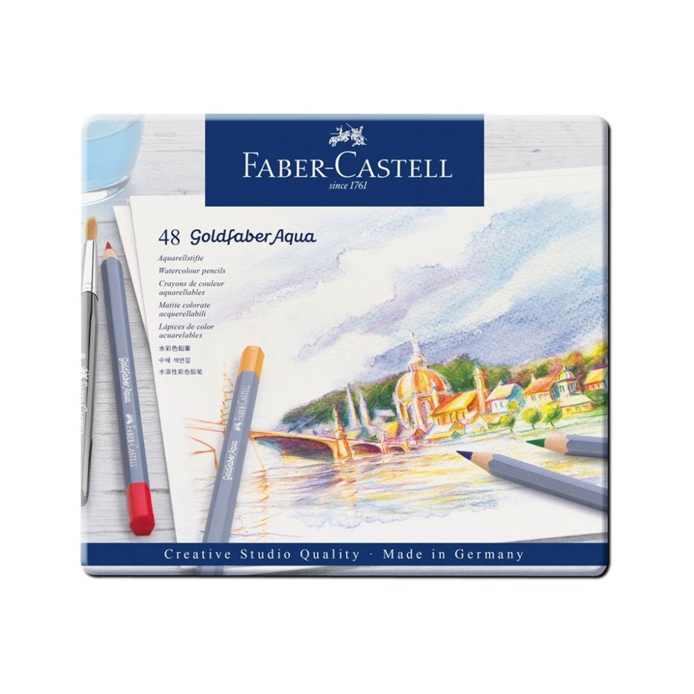 FABER-CASTELL Faber-Castell GOLDFABER Aqua - vattenfärgspenna - svart, ljusblå, magenta, silver, karmosinröd, koboltblå, Majgrön, scha...