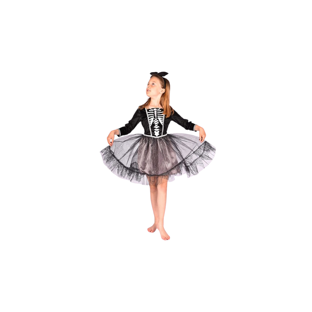 Den Goda Fen Den Goda Fen - Skeleton Dress w. Headband (122-128 cm) (F77733)