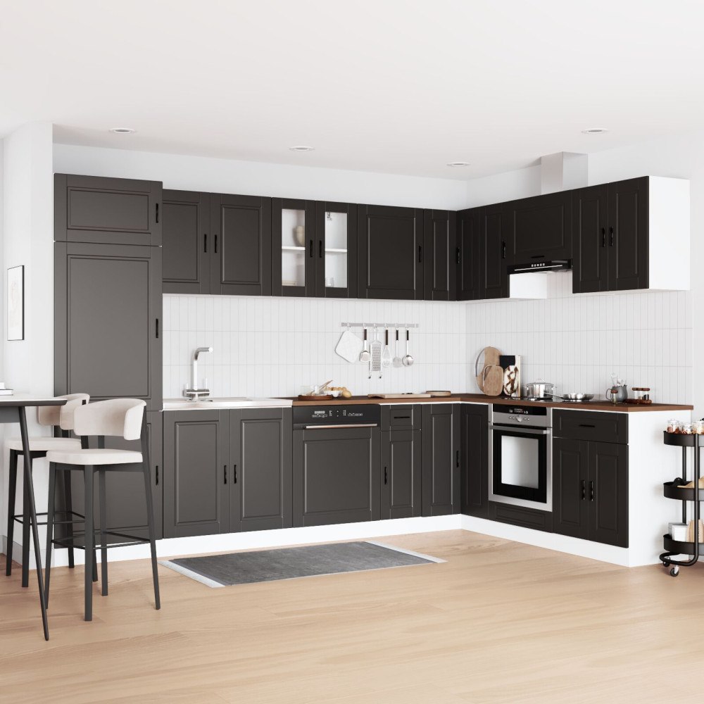 vidaXL Handfatsskåp "Porto" med handfat, svart, 80x46x84,5 cm, trä