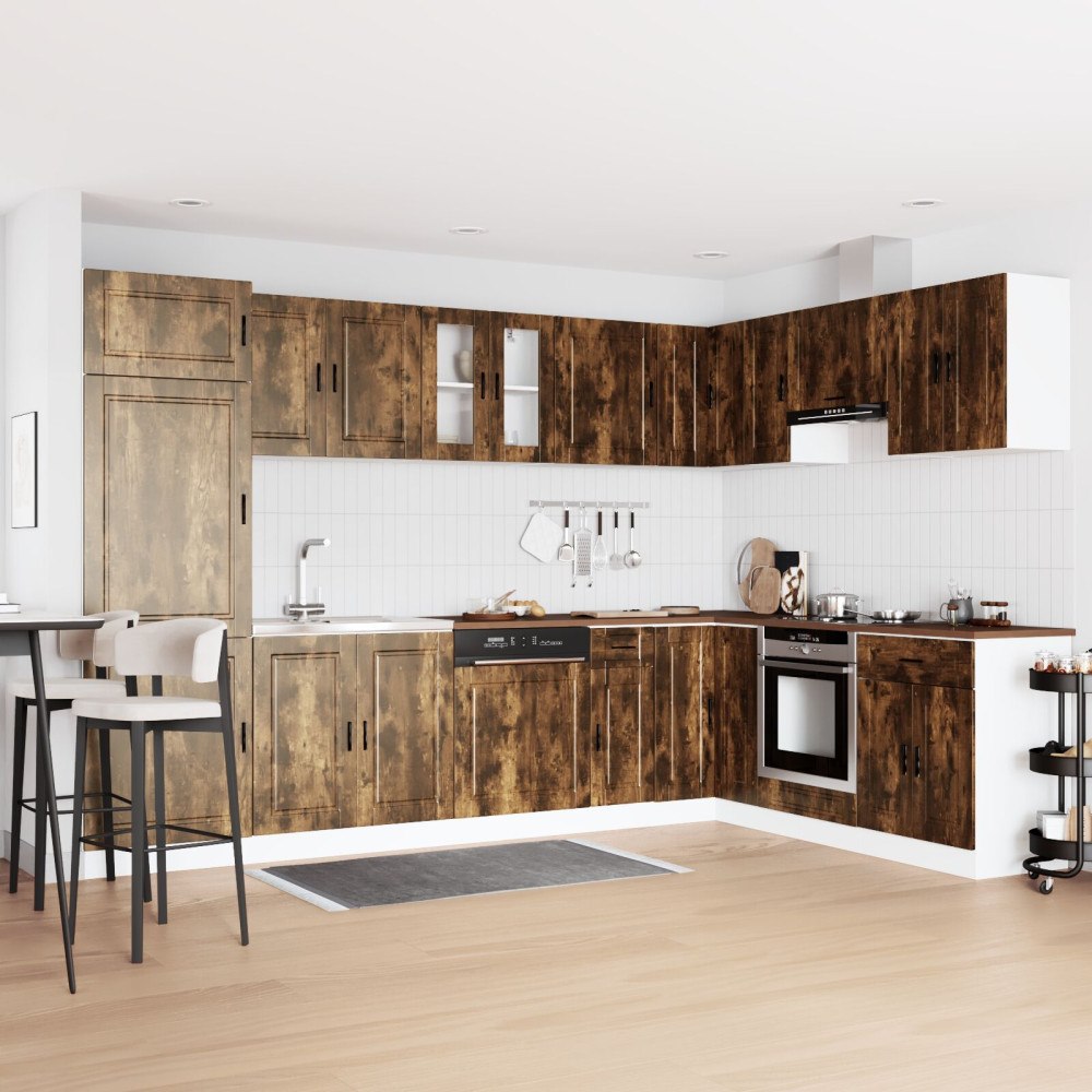 vidaXL Skåp med diskho "Porto" rökt ek 80x46x84,5 cm konstruerat trä