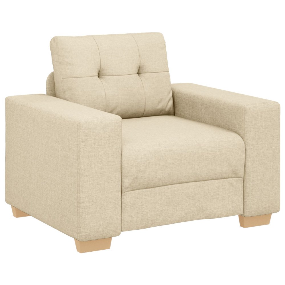 vidaXL Soffa 3+2+1 med dynor i gräddvit tyg