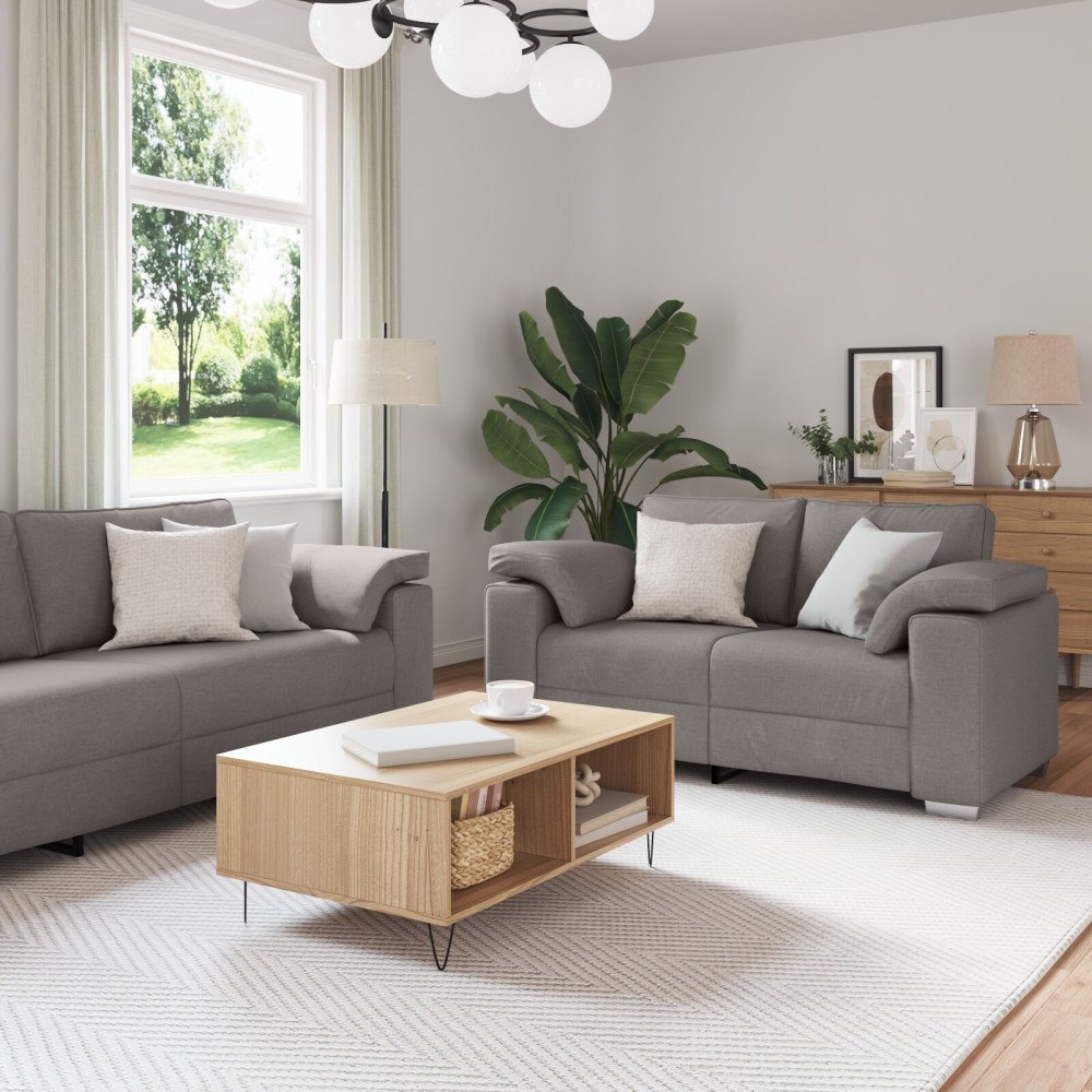 vidaXL Soffa 3+2+1 med dynor i taupe-färgat tyg
