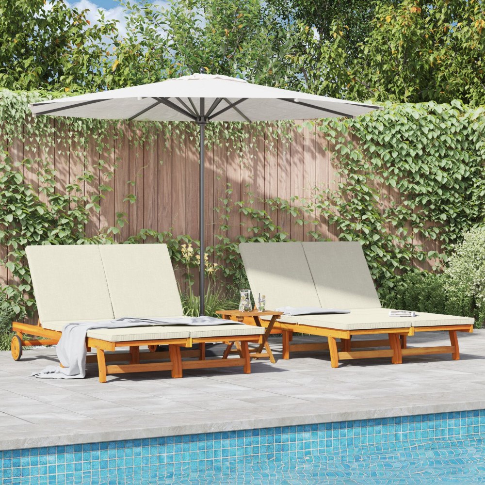 vidaXL Solstol Reclining Brun 125 x 200 x 84cm Massivt akaciaträ