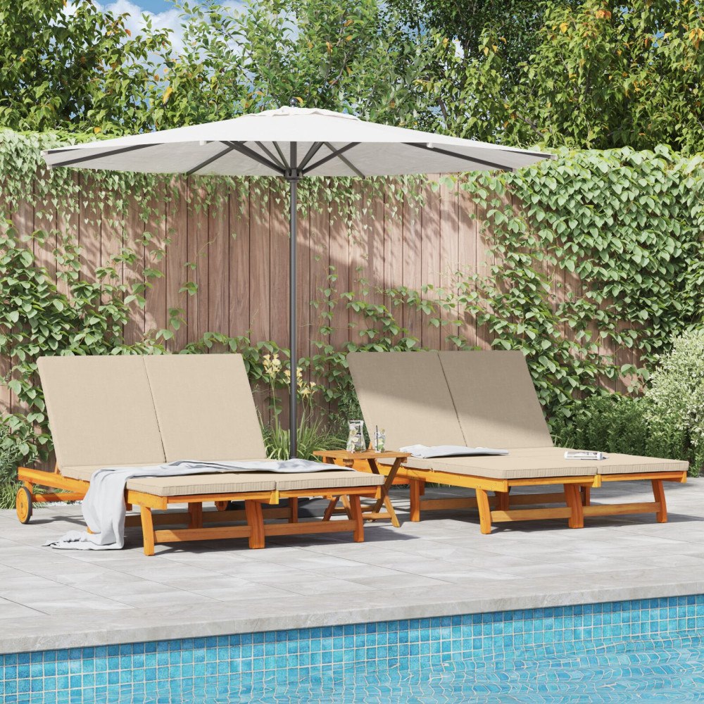 vidaXL Solstol Reclining Brun 125 x 200 x 84cm Massivt akaciaträ