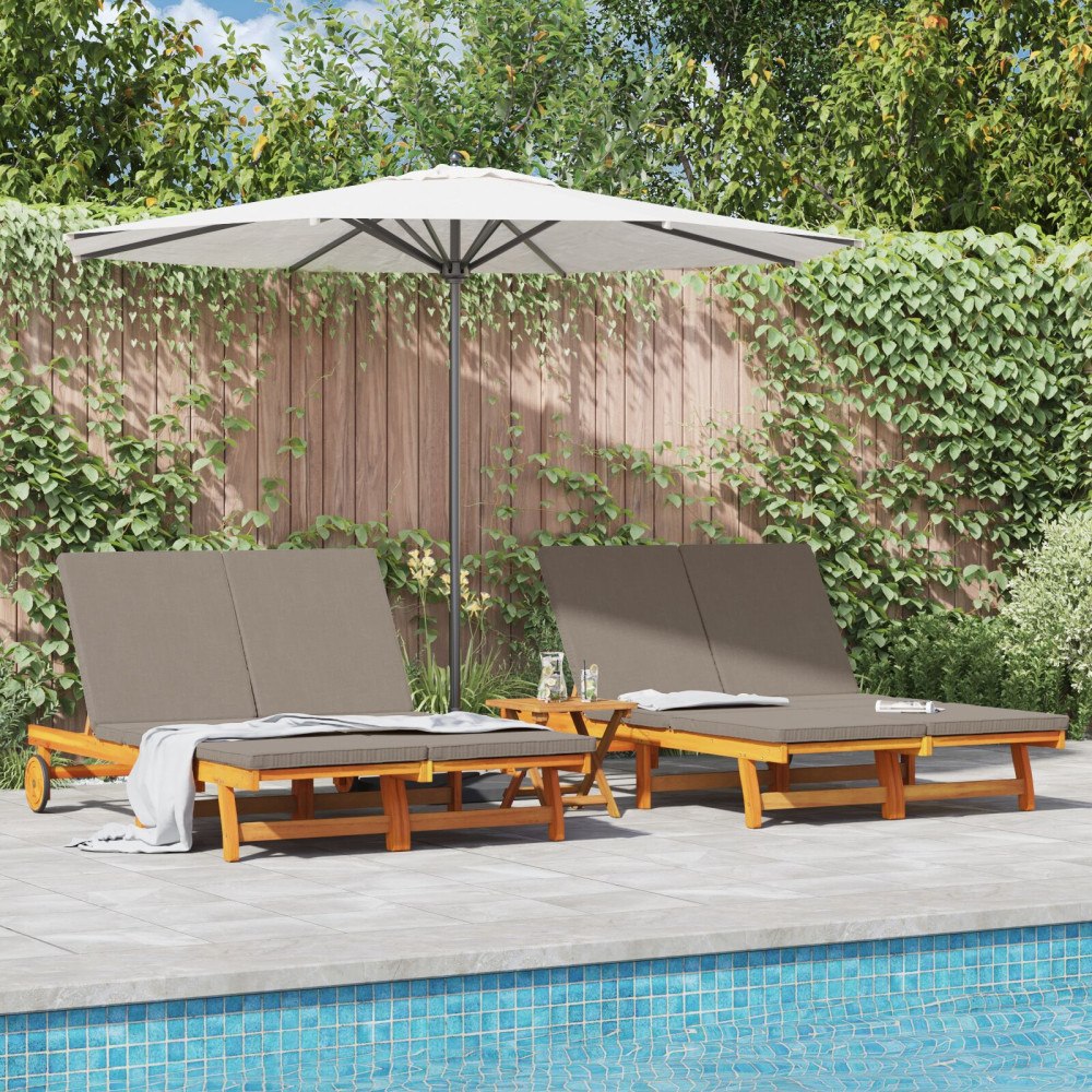 vidaXL Solstol Reclining Brun 125 x 200 x 84cm Massivt akaciaträ